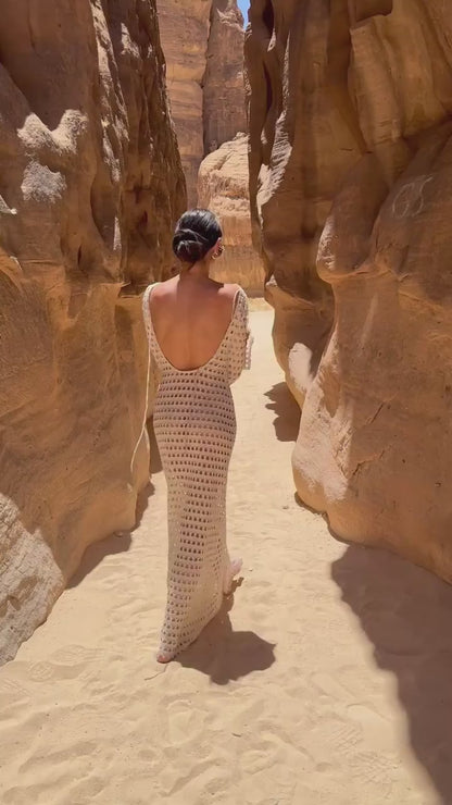 Vestido Longo Crochet Desert Glow - Moda Resort l CAROL ESPAÇO FASHION