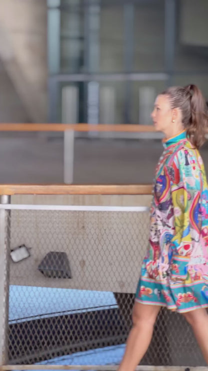 Vestido Curto Estampado Multicolorido - Primavera Verão l CAROL ESPAÇO FASHION